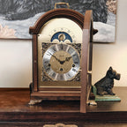 Hermle "Aimee" 8-Day Keywound Traditional Bracket-Style Wooden Mantel Clock with Moon Phase Dial - 23054-030340