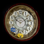 Rhythm “Woodgrain Blossom” Magic Motion Musical Wall Clock with Animated Moving Dial - 4MH828WD23