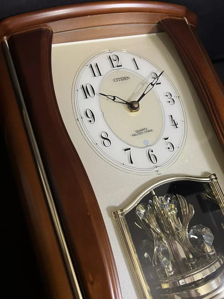 Citizen (Rhythm) "Kingdom HS" Wooden Chiming & Musical Decorative Pendulum Mantel Clock from Japan - 4RH743-006