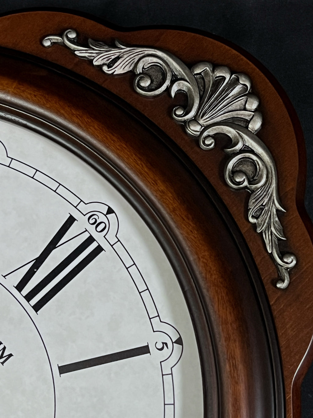 Rhythm “WSM Lauren” Antique-Style Wooden Musical & Chiming Pendulum Wall Clock with Intricate Carved Frame - CMJ380CR06