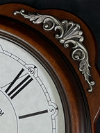 Rhythm “WSM Lauren” Antique-Style Wooden Musical & Chiming Pendulum Wall Clock with Intricate Carved Frame - CMJ380CR06