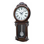 Rhythm “WSM Lauren” Antique-Style Wooden Musical & Chiming Pendulum Wall Clock with Intricate Carved Frame - CMJ380CR06