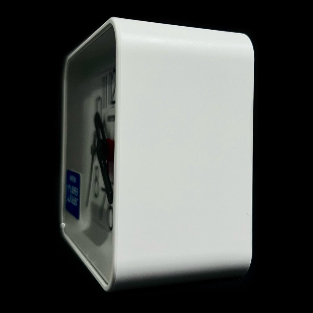 Rhythm “Okiro (White)” Retro Desk Alarm Clock with Quiet Sweep Second Hand - CRE891WR03