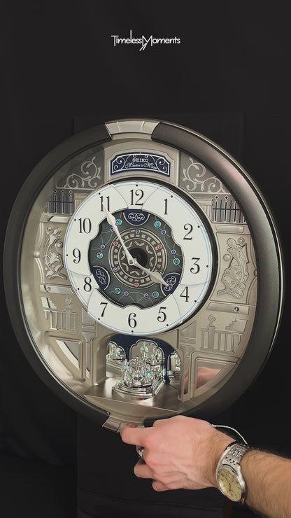 Seiko QXM366SRH “Musical Motifs” Melodies in Motion Dancing Dial Musical Wall Clock