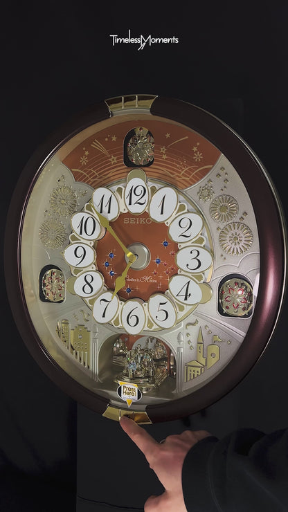 Seiko QXM574BRH "2017 Special Collector's Edition" Melodies in Motion Dancing Dial Musical Wall Clock with '70s Pop Music