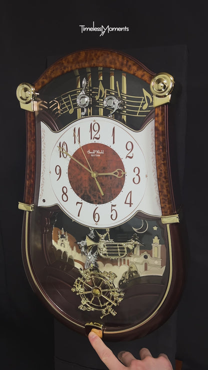 Rhythm “Concerto Entertainer II” Musical Motion Decorative Pendulum Wall Clock with Folk Songs - 4MH889WU23