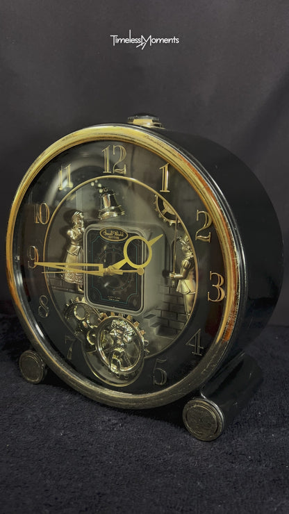 Rhythm "Small World Workings" Magic Motion Musical Mantel & Alarm Clock from Japan with Animated Dial - 4RE541RH02