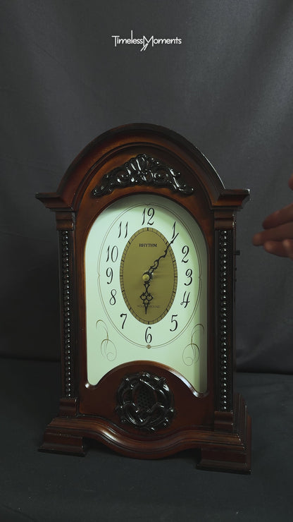 Rhythm "CTS Naples" Traditional Wooden Musical Mantel Clock with Popular Melodies - CRH120UR06