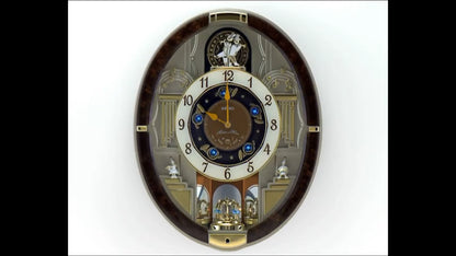 Seiko QXM289BRH "Golden Trumpets" Melodies in Motion Musical Wall Clock with Moving Figurines