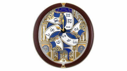 Seiko QXM356BRH "Golden Pillars" Melodies in Motion Dancing Dial Musical Wall Clock