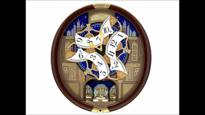 Seiko QXM362BRH "Nighttime City Skyline" Melodies in Motion Dancing Dial Musical Wall Clock