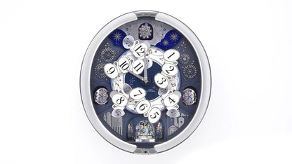 Seiko QXM379SRH “Glittering Starry Night” Melodies in Motion Dancing Dial Musical Wall Clock