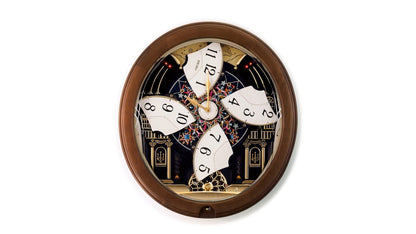 Seiko QXM383BRH "Midnight Royale" Melodies in Motion Musical Wooden Wall Clock with Animated Moving Dial