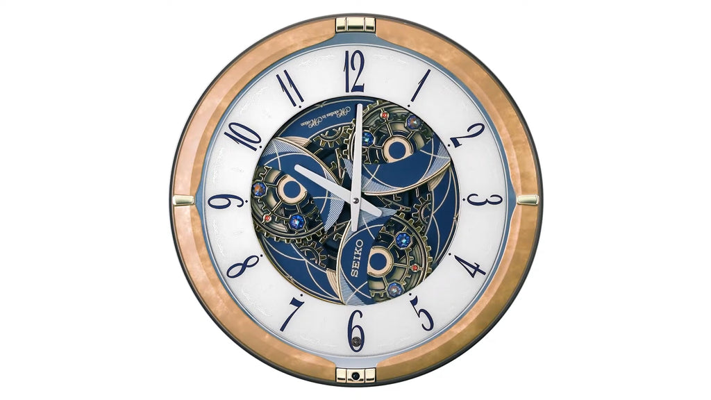 Seiko QXM387GRH “Kingly Mechanical” Melodies in Motion Dancing Dial Musical Wall Clock with 30 Songs