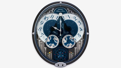 Seiko QXM393NRH “Galaxy Constellations” Astrology-Themed Melodies in Motion Moving Dial Musical Wall Clock with Luminous Dial