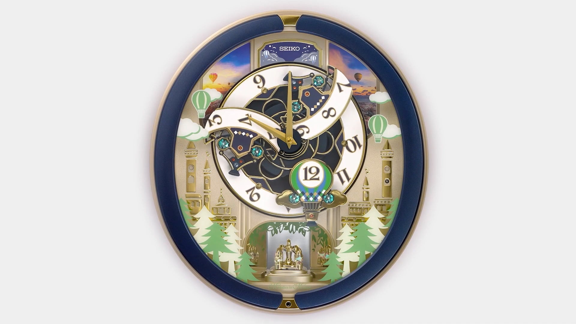 Seiko QXM398LRH “Blue Pine Fantasy” Melodies in Motion Dancing