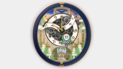 Seiko QXM398LRH “Blue Pine Fantasy” Melodies in Motion Dancing Dial Musical Wall Clock