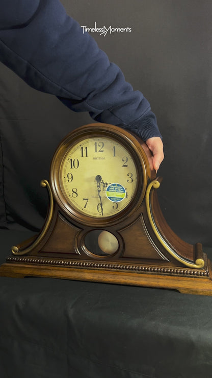Rhythm "WSM Tuscany" Traditional Wooden Chiming & Musical Tambour Mantel Clock with Swinging Pendulum - CRJ729UR06