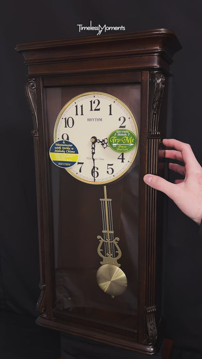 Rhythm “WSM Rembrandt II” Traditional Wooden Musical & Chiming Pendulum Wall Clock - CMJ540UR06