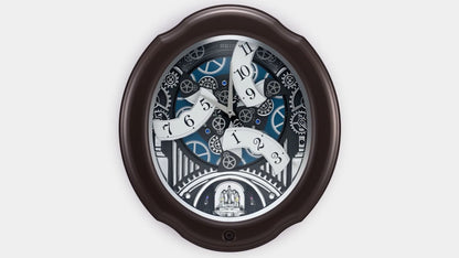 Seiko QXM609NRH “Opera” Melodies in Motion Dancing Dial Musical Wooden Wall Clock