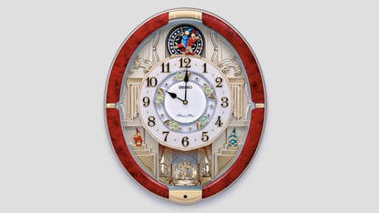 Seiko QXM612RRH "Ruby Parade" Melodies in Motion Musical Wall Clock with Moving Figurines