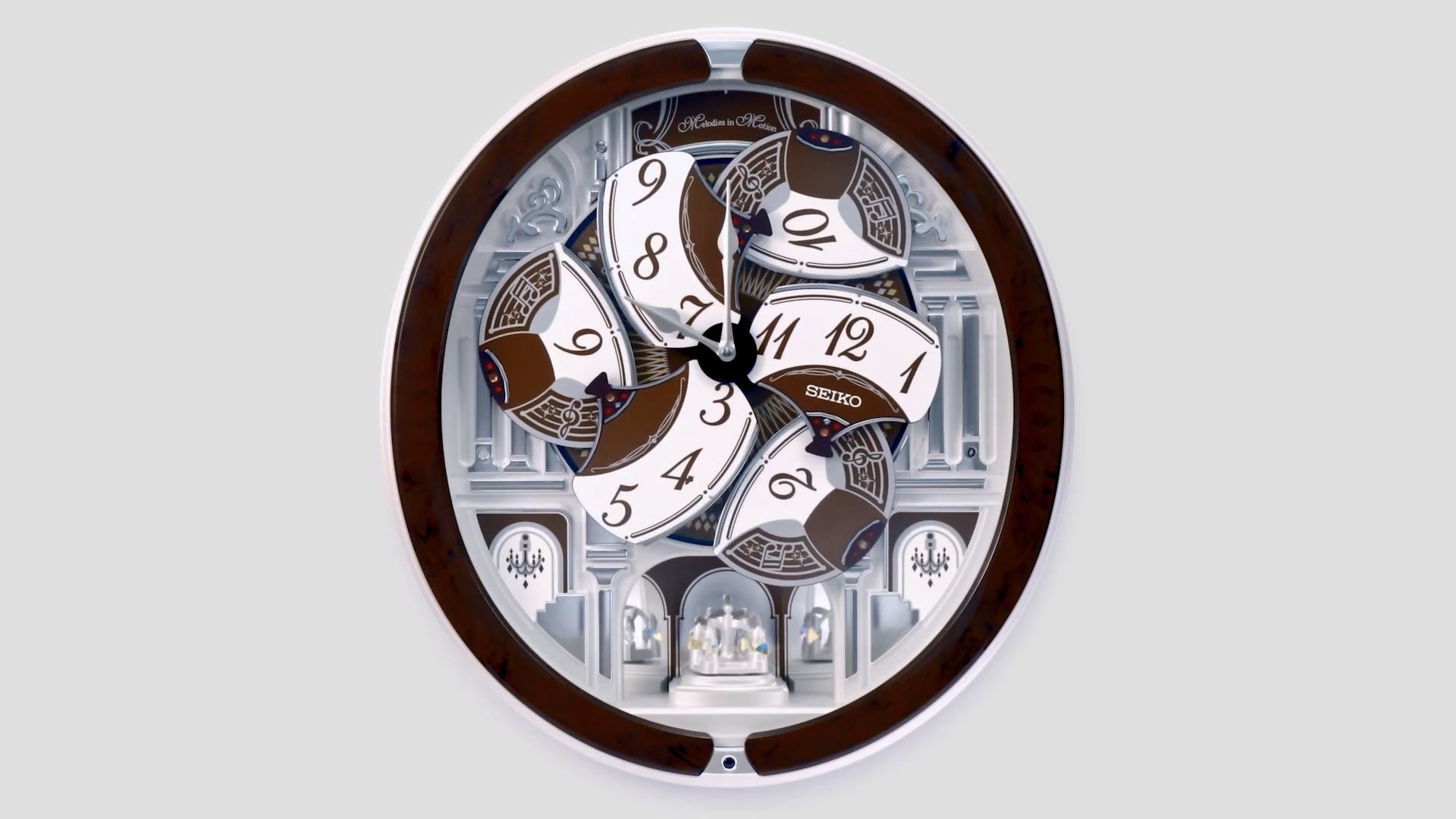 Seiko QXM615BRH “Snow Castle” Melodies in Motion Dancing Dial