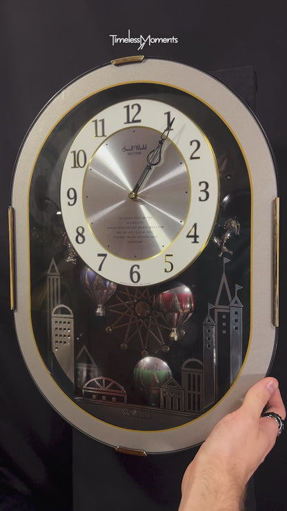 Rhythm "Magic Balloons" Magic Motion Musical Wall Clock with Animated Figurines - 4MH758-R08