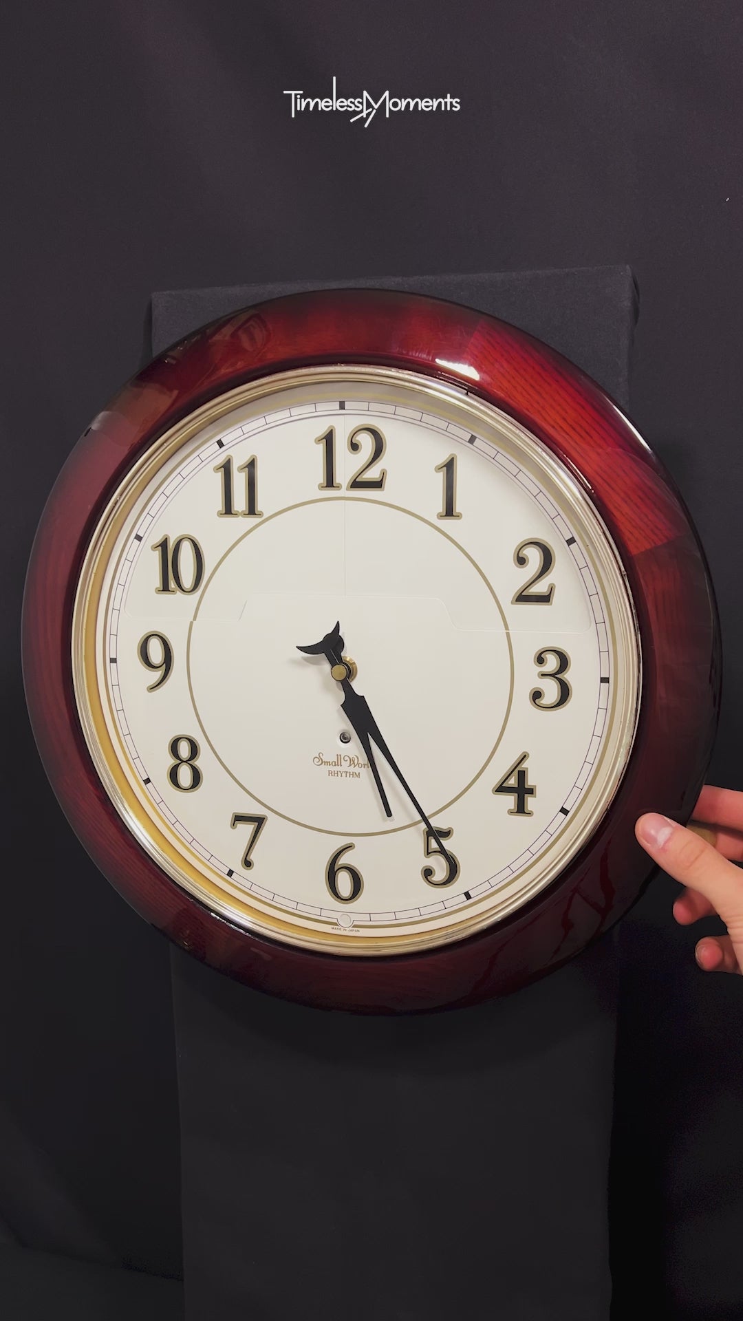 Rhythm “Cherry Wood Ring Bells” Magic Motion Musical Wall Clock