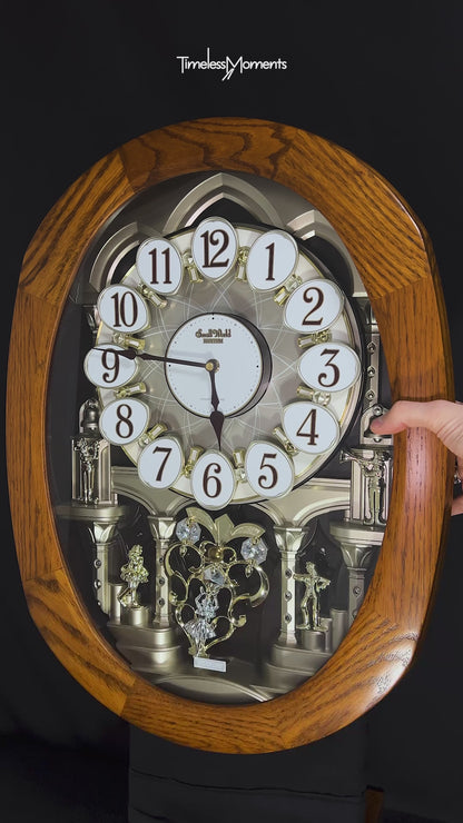 Rhythm "SSS Encore" Magic Motion Musical Wooden Wall Clock with Animated Moving Dial and Popular Melodies - 4MH810-R06