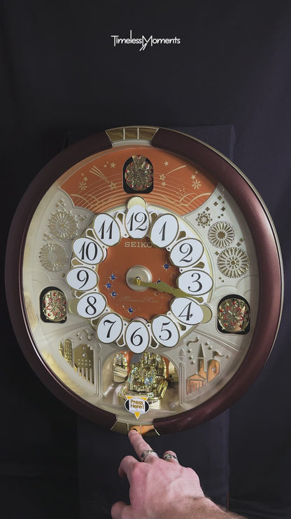 Seiko QXM574BRH "2017 Special Collector's Edition" Melodies in Motion Dancing Dial Musical Wall Clock with '70s Pop Music