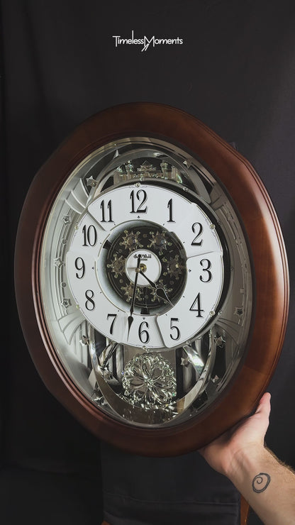 Rhythm "Anthology Espresso" Magic Motion Musical Wooden Wall Clock with Moving Dial - 4MH869WU06