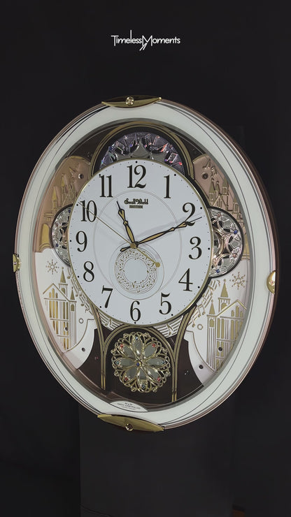 Rhythm "Small World Noel (White)" Magic Motion Musical Wall Clock from Japan with Rotating Dial - 4MN509RH03