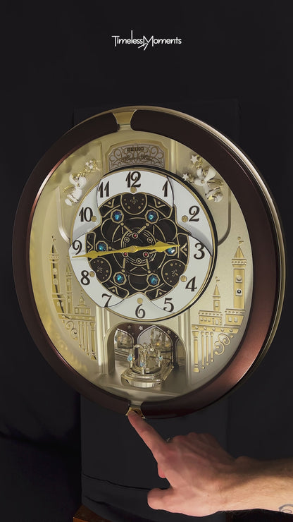 Seiko QXM491BRH "2013 Special Collector's Edition" Melodies in Motion Dancing Dial Musical Wall Clock with '70s Pop Music