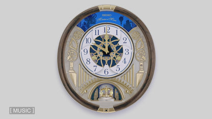Seiko QXM614BRHZ “Golden Gears” Melodies in Motion Dancing Dial Musical Wall Clock with 45 Songs