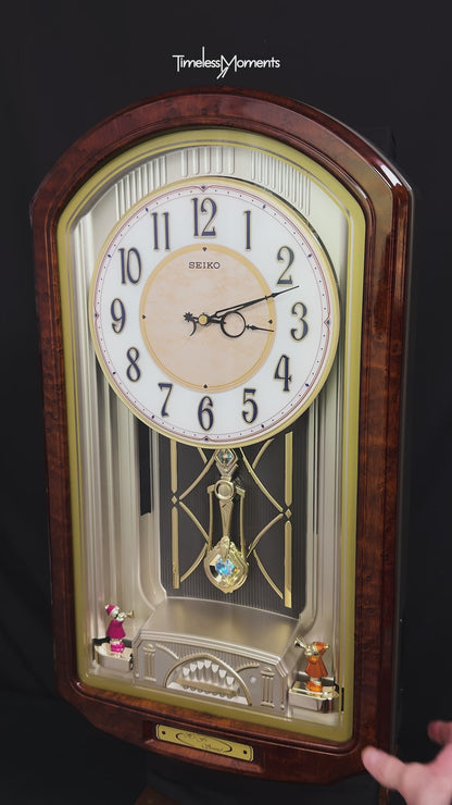 Seiko QXM223BRH "Classic Dropping Dial" Melodies in Motion Musical Moving Wall Clock