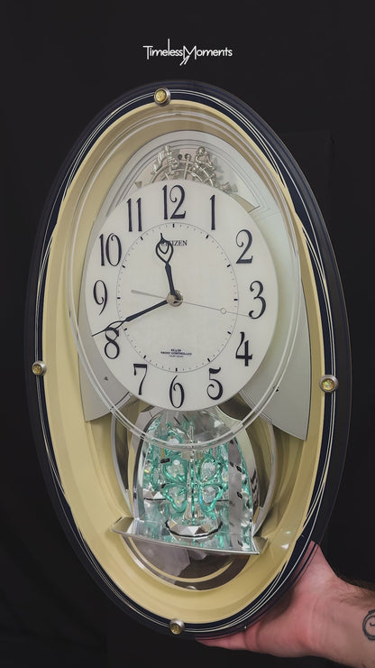 Citizen (Rhythm) "Pal Muse M482" Musical Motion Decorative Pendulum Wall Clock from Japan with LED Light Show - 4MN482-003