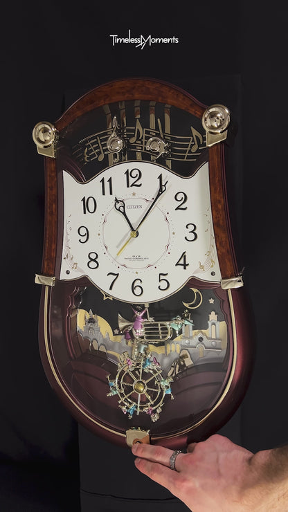 Citizen (Rhythm) "Pal Muse Rondeau B" Musical Motion Decorative Pendulum Wall Clock from Japan - 4MN401-B23