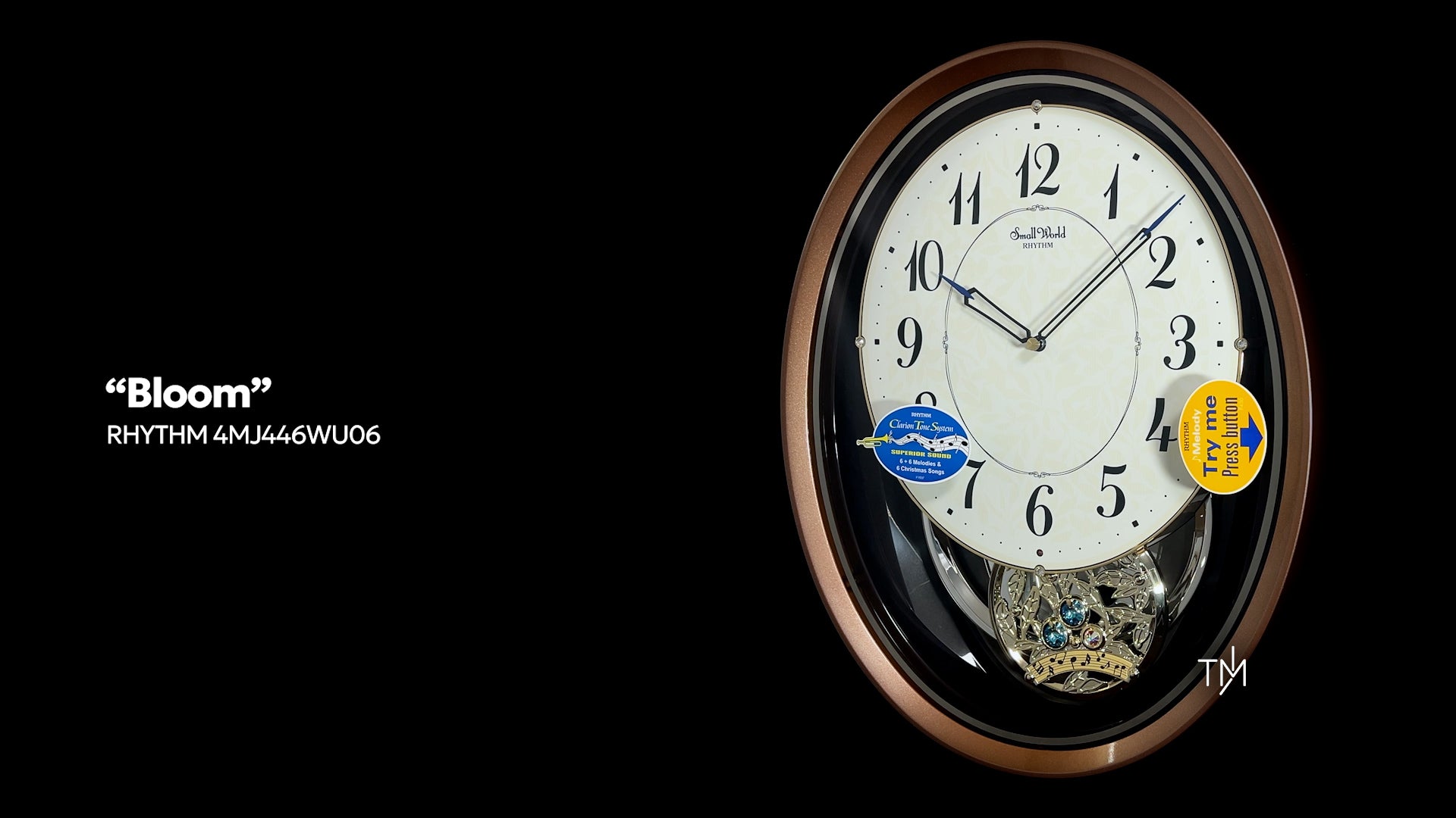 Rhythm “Bloom” Musical Motion Decorative Pendulum Wall Clock