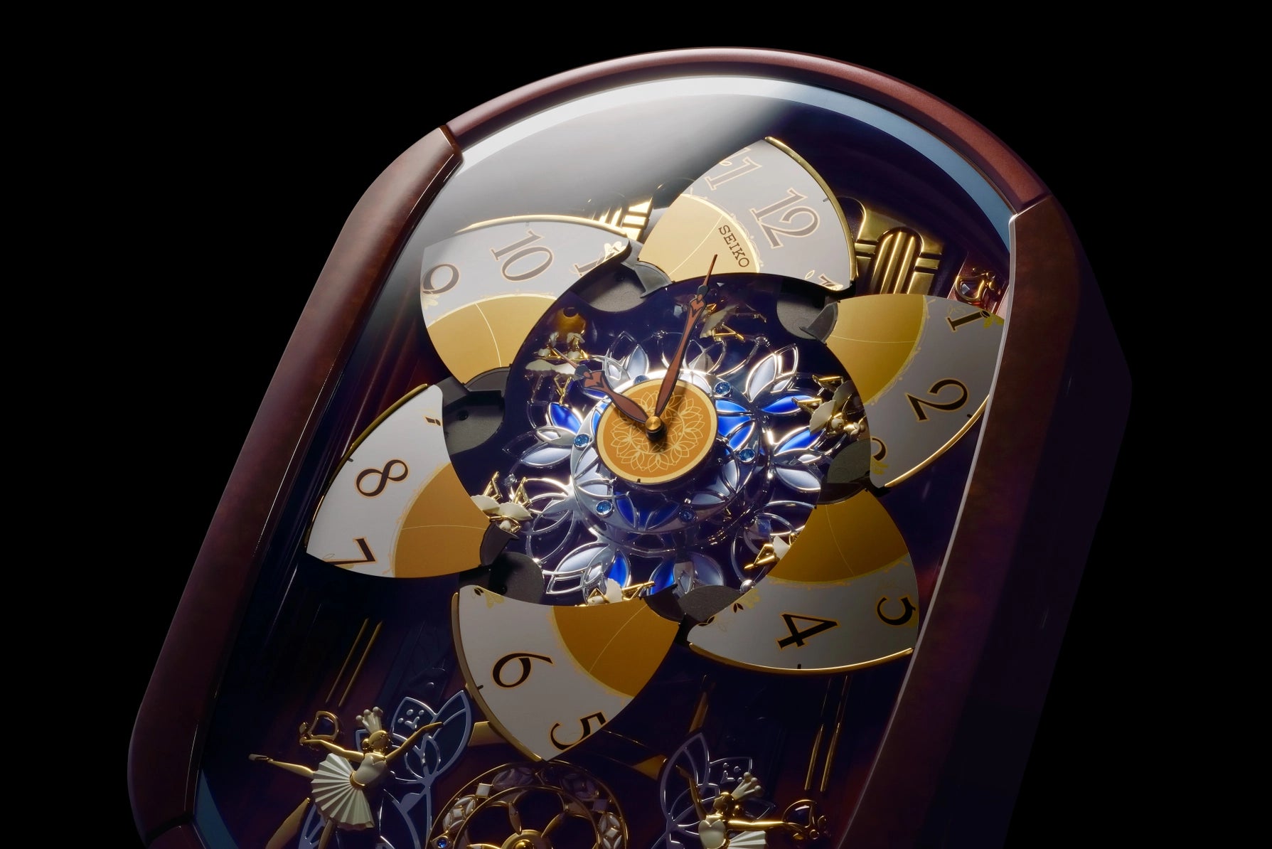 Seiko QXM297BRH "Ballerina" Melodies in Motion Musical Wall Clock with Animated Moving Dial & 12 Songs