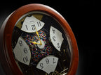 Seiko QXM383BRH "Midnight Royale" Melodies in Motion Musical Wooden Wall Clock with Animated Moving Dial & 12 Songs