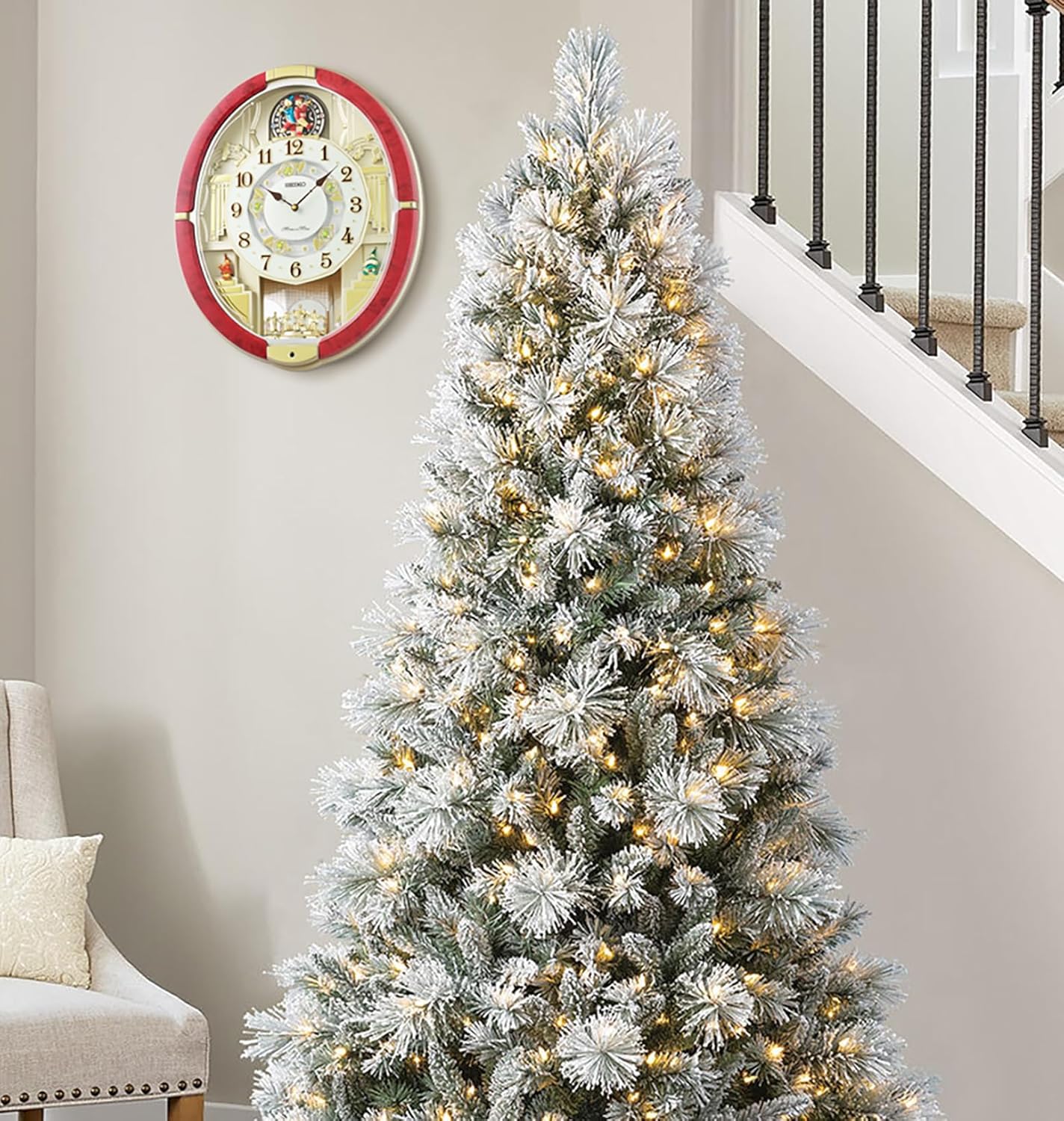 Seiko QXM612RRH "Ruby Parade" Melodies in Motion Musical Wall Clock with Moving Figurines & 30 Songs