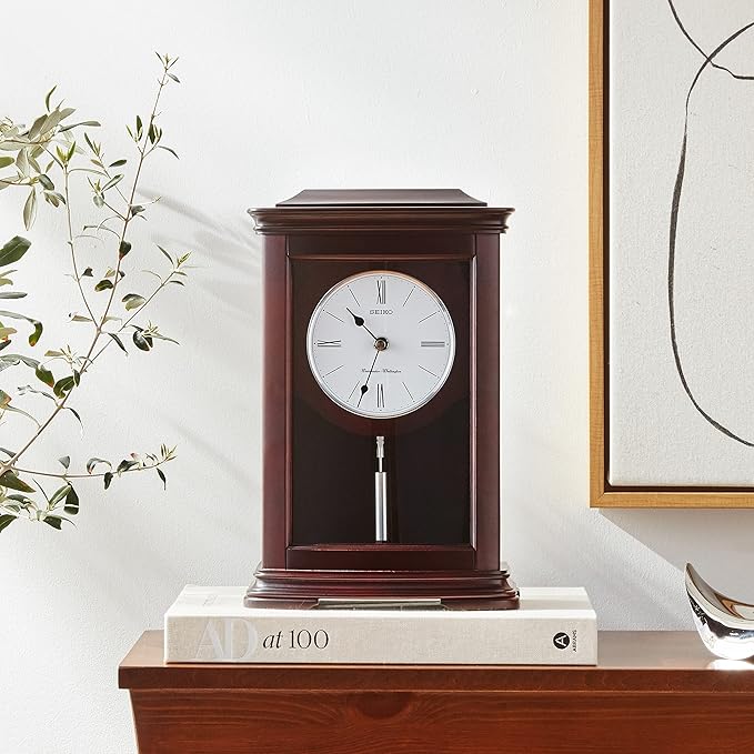 Seiko QXQ013BLH "Suki" Contemporary Modern Wooden Chiming Pendulum Mantel Clock