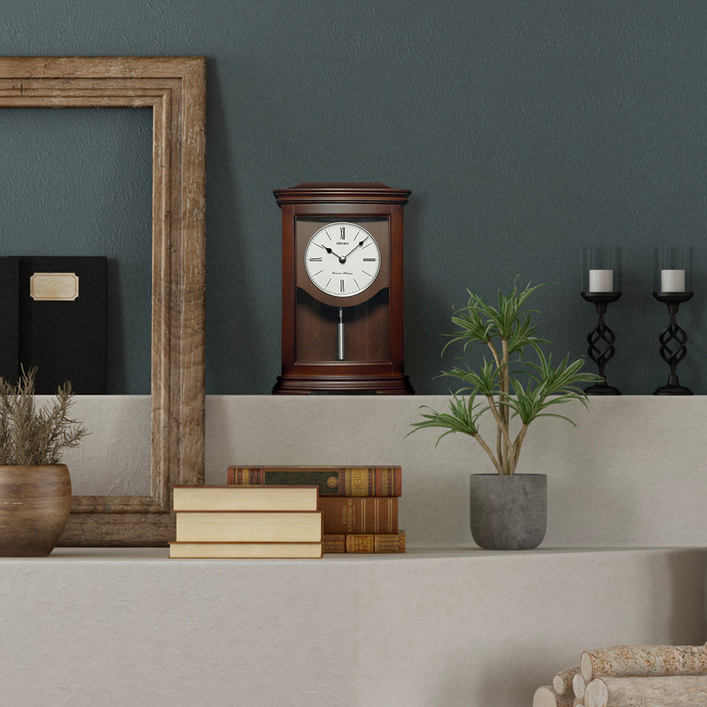Seiko QXQ013BLH "Suki" Contemporary Modern Wooden Chiming Pendulum Mantel Clock