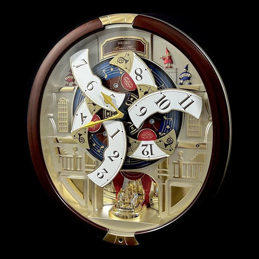 Seiko QXM554BRH "2015 Special Collector's Edition" Melodies in Motion Dancing Dial Musical Wall Clock with '70s Pop Music