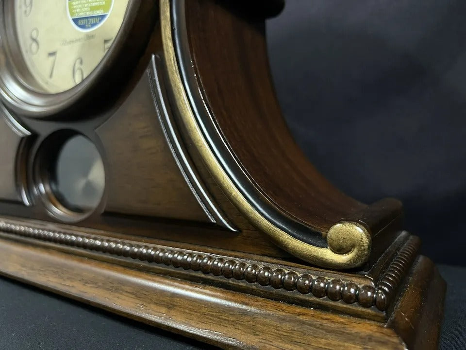 Rhythm "WSM Tuscany" Traditional Wooden Chiming & Musical Tambour Mantel Clock with Pendulum - CRJ729UR06