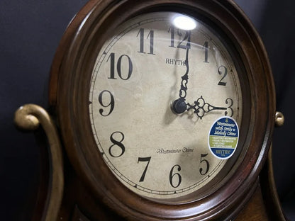 Rhythm "WSM Tuscany" Traditional Wooden Chiming & Musical Tambour Mantel Clock with Swinging Pendulum - CRJ729UR06
